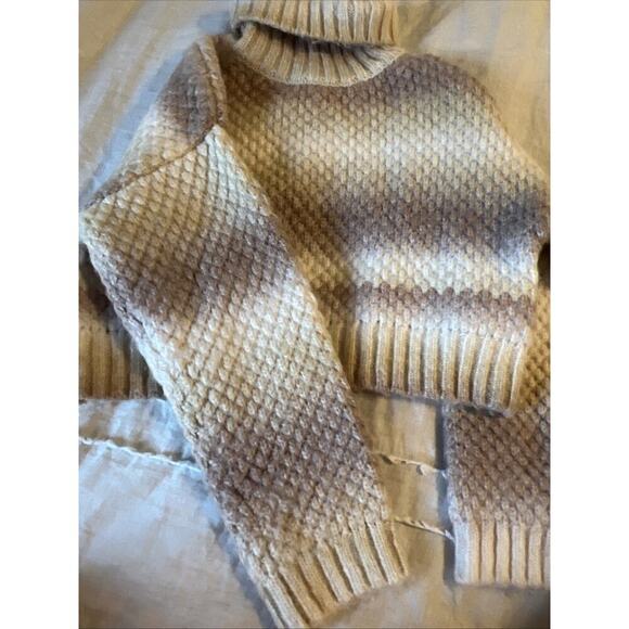 Zara Sweater Girls 9/10 Beige Long Sleeve Turtle Neck Casual Knit Wool Blend - Picture 5 of 8